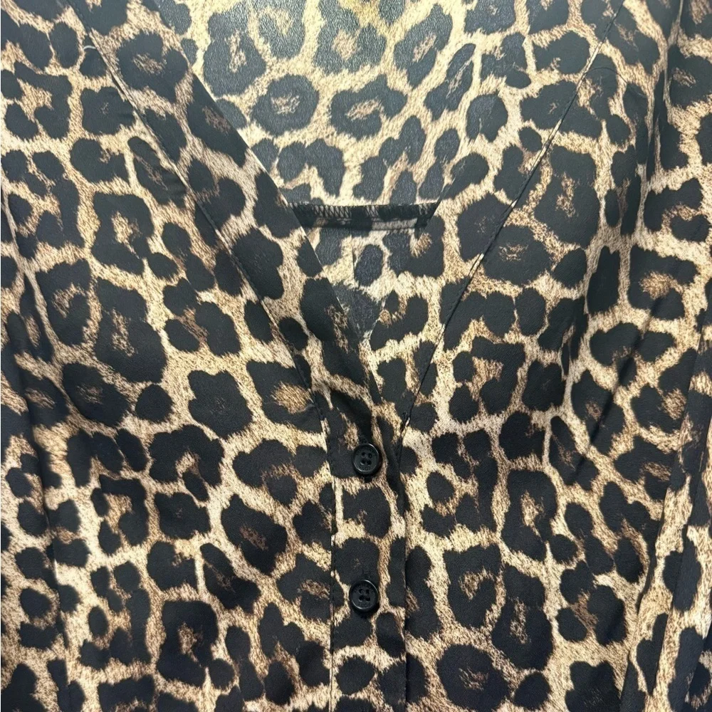 Michael, Michael Kors Leopard Print Long Sleeve V-neck Belted Dress Size XS